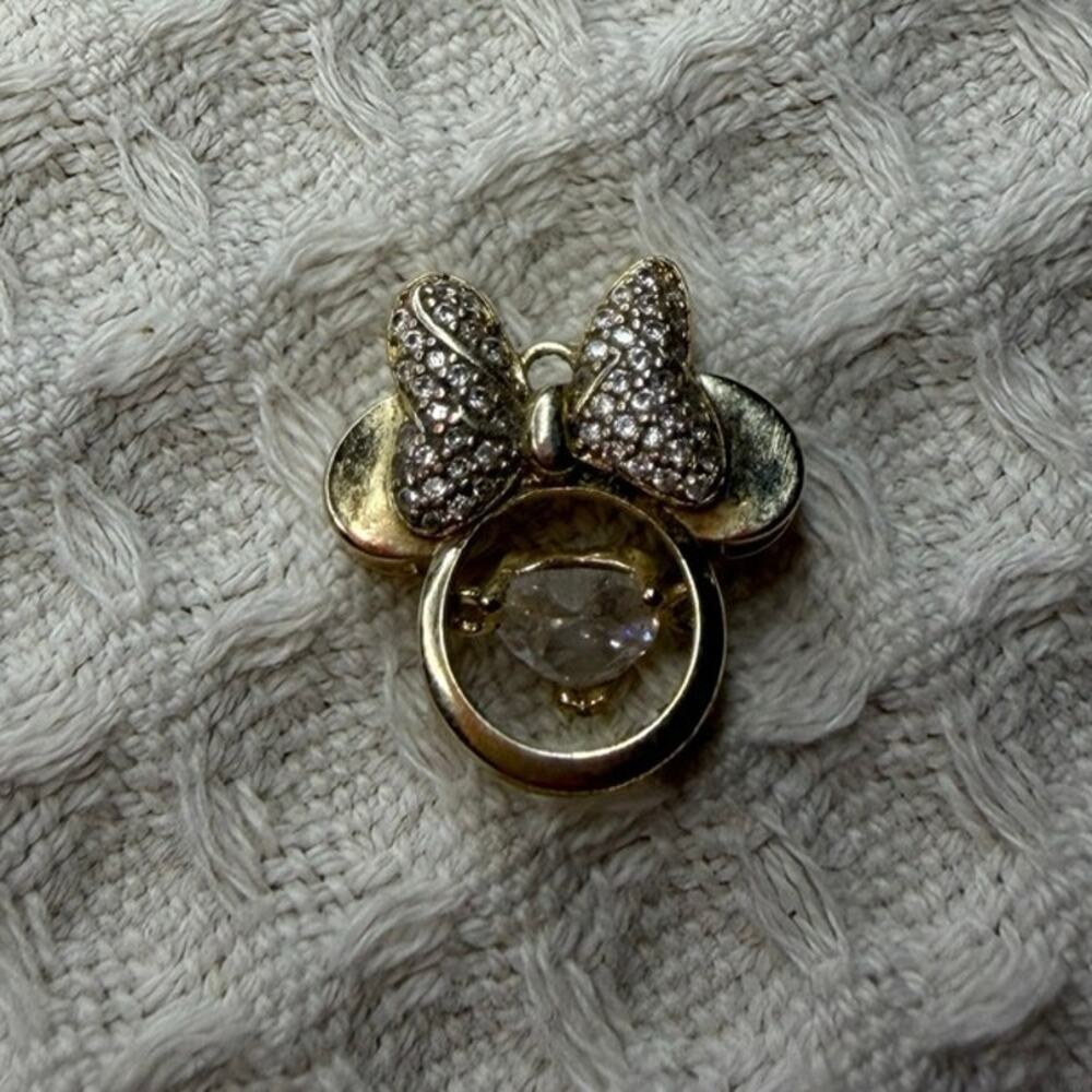 Disney Minnie Mouse Bowtiful Gold Necklace Charm Pendant Crystal Silver Plated - Picture 3 of 12